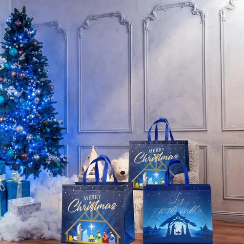 Miniatura 4 de Sweetude 6 bolsas grandes de regalo de Navidad religiosas de 16 pulgadas, reutilizables, bolsa de regalo de Jesús cristiano con asa, bolsa de regalo