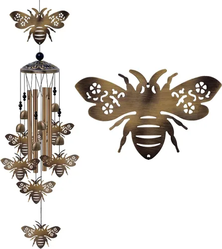 Campanillas de viento de abejas para exteriores, regalos para mamá - Campanas conmemorativas de bronce, atrapavientos de simpatía móvil, decoración