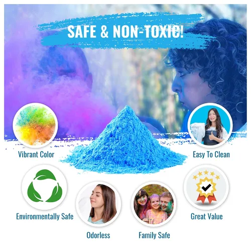 Miniatura 5 de Color Blaze Paquetes de polvo de color para revelación del género del bebé, 2.65 oz cada uno, 10 paquetes de polvo de color azul para niños