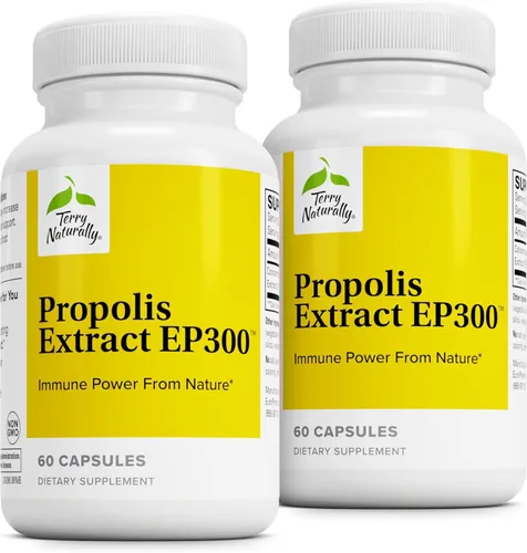 Terry Naturally Extracto de propóleos EP300 – Paquete de 2, 60 cápsulas – Apoya el sistema inmunológico, respiratorio superior y la salud de los