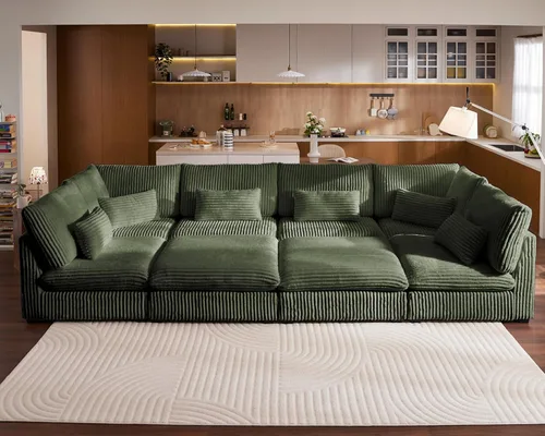Miniatura 44 de Sofá Modular de Gran Tamaño, Sofá Seccional de Chenilla Nube Extra Profundo con Chaise Otomana, Sofá Esponjoso de Chenilla de 4 Plazas para Sala
