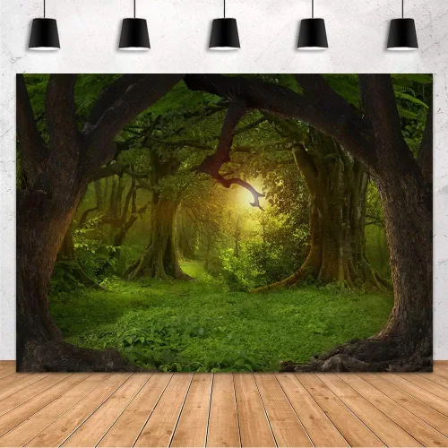 MEHOFOND Telón de fondo de bosque de selva encantado de 7 x 5 pies, paisaje natural, fotografía, fondo, decoración de fiesta de cumpleaños,