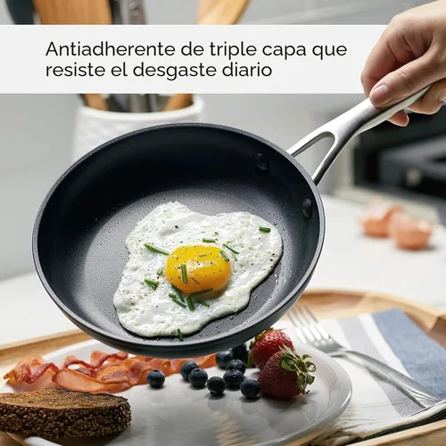 Miniatura 4 de KitchenAid - Juego de ollas y sartenes antiadherentes de inducción con anodizado duro, 10 piezas, color negro mate