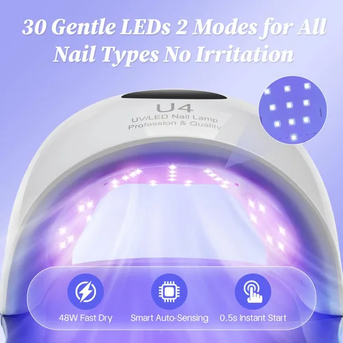 Miniatura 4 de Lámpara de uñas LED UV, secador de uñas 2 en 1 de 48 W para esmalte de uñas de gel, luz UV, herramientas de arte de uñas para pies de mano, 30 LED