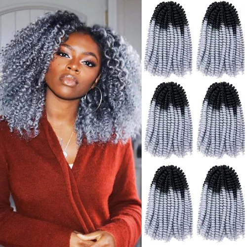 Miniatura 9 de Paquete de 2 cabello para trenzas en espiral de 8 pulgadas, cabello Spring Twist para rastas falsas, rastas de mariposa, cabello para trenzas, fibra