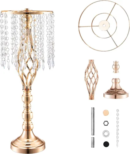 Miniatura 9 de VEVOR Centro de Mesa de Boda de Metal Dorado, Candelabro, 20 Piezas 58cm/22.83
