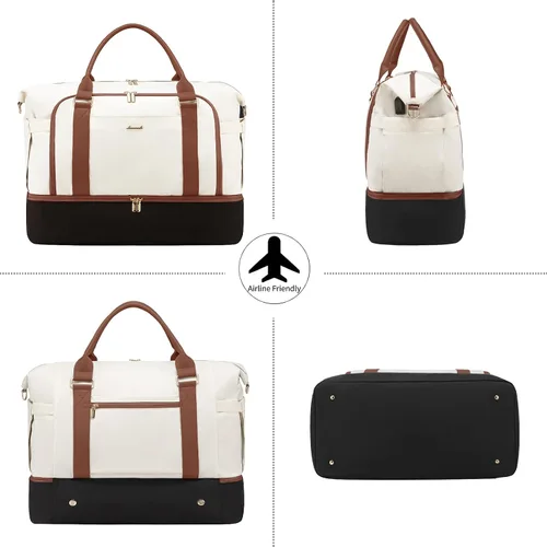 Miniatura 8 de LOVEVOOK Bolsa de viaje para mujer, bolsa de transporte de gran capacidad con bolsa de aseo