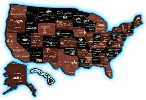 Miniatura 22 de JustLikeWood Rompecabezas de madera 3D de mapa de Estados Unidos de 16 x 9 ″ con los estados y capitales, decoraciones del 4 de julio, mapa de viaje