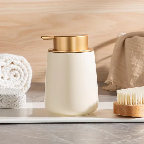 Miniatura 7 de Enra Dispensador de jabón espumoso, dispensador de jabón de espuma moderno de 12 onzas con bomba dorada para baño, cocina con bomba fácil