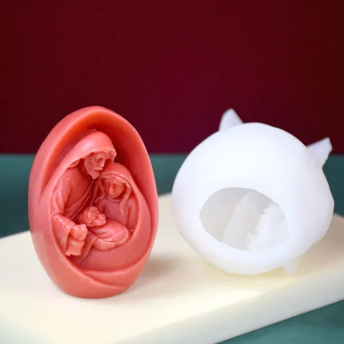 Miniatura 5 de Moldes de resina para velas 3D de Jesús y la Virgen Familia, figuras religiosas, moldes de cera derretida, moldes de silicona Virgen María sostiene