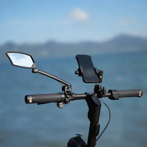 Miniatura 6 de BriskMore Espejo de bicicleta para manillar - Cristal HD transparente, espejo ajustable y plegable de 360° para una conducción segura, gran angular