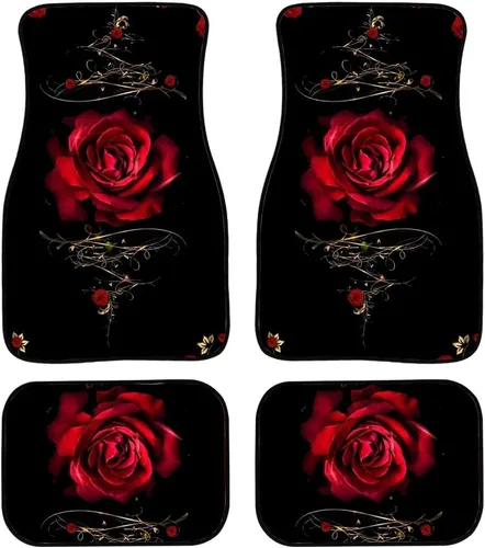 Miniatura 15 de 70S 80S Alfombra de suelo de automóvil con flores hippie y margaritas, 4 piezas, accesorio hippie para automóvil para mujeres, almohadilla de suelo