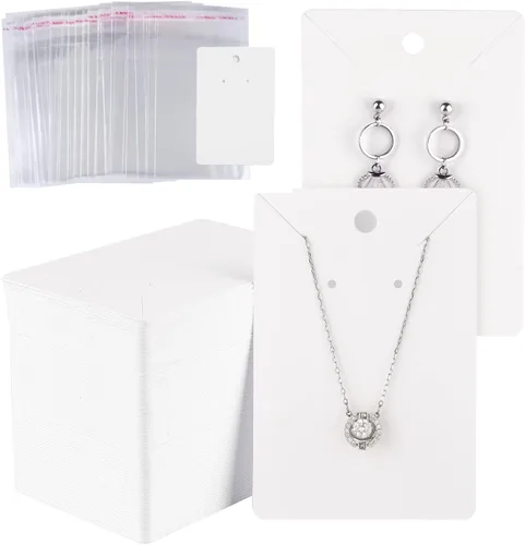 MIAHART Juego de 150 tarjetas para aretes, collares, tarjetas de exhibición con 150 bolsas para vender aretes de bricolaje, aretes y exhibición de