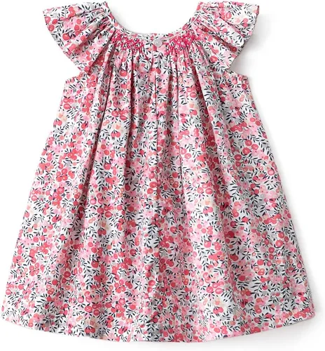 Miniatura 2 de Simplee kids Vestido fruncido de verano para niña, vestido casual de manga corta, estampado floral, vestido de princesa para niños pequeños