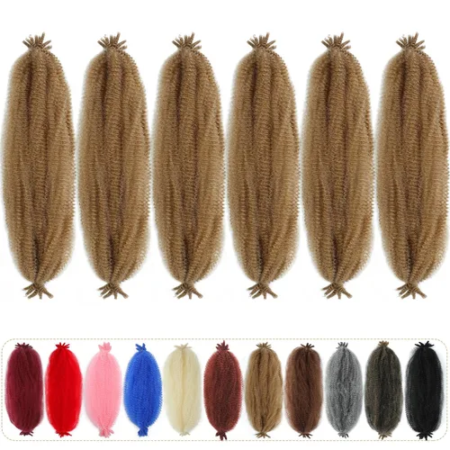 Miniatura 14 de Cabello afro trenzado elástico de 24 pulgadas, cabello Marley para rastas sintéticas, cabello trenzado estilo Marley Twist color rojo burdeos