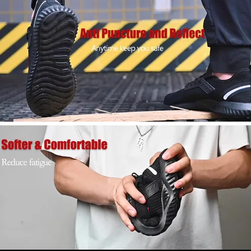 Miniatura 4 de ulogu Zapatos de punta de acero para hombres y mujeres, impermeables, ligeros, a prueba de pinchazos, seguridad en el trabajo, tenis industriales