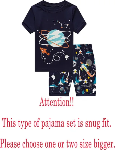 Miniatura 2 de Conjuntos de pijamas cortos de verano para niños grandes y pequeños, 100% algodón