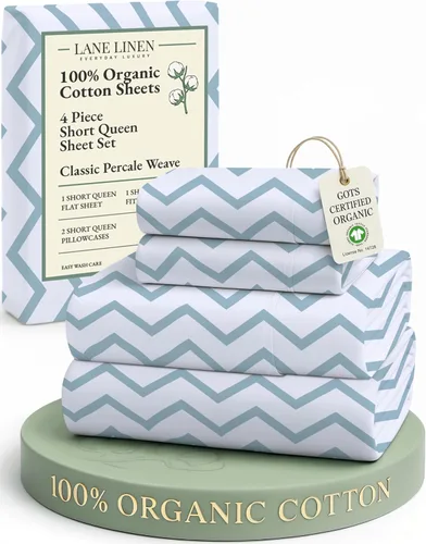 Miniatura 174 de LANE LINEN Sábanas 100% algodón orgánico para cama tamaño King, sábanas de percal suave, transpirables, de lujo, estilo hotelero, lavables a 09