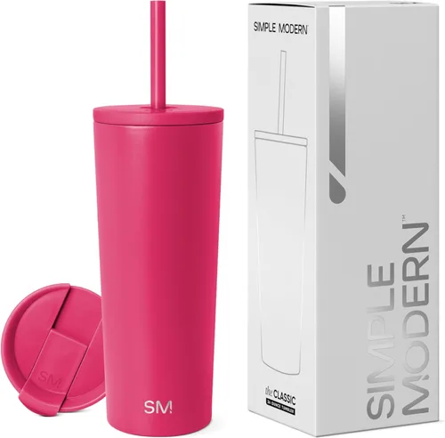 Miniatura 68 de Simple Modern- Vaso con aislamiento, c/tapa y pajilla Taza de viaje Botella de agua de ac. inox. reutilizable Unisex Colecc. Classic 24 oz