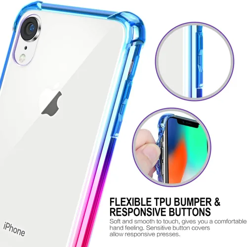 Miniatura 4 de Funda compatible con iPhone XR, transparente para iPhone XR, bonita funda antiarañazos, delgada, esquinas reforzadas, TPU a prueba de golpes, funda