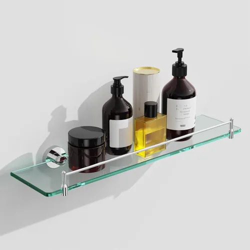 Miniatura 15 de Estantes de vidrio para baño, estante flotante de 20 pulgadas de níquel cepillado, estante de vidrio templado de acero inoxidable, estantes modernos