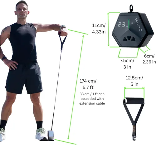 Miniatura 8 de Rayofi Go-Tone - Máquina de gimnasio portátil, pantalla LCD inteligente, 1.5 lbs, resistencia ajustable de 3 a 66.1 lbs, recargable por USB-C