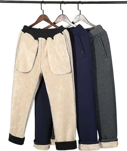 Miniatura 4 de Gihuo Pantalones de forro polar cálidos de invierno para hombre
