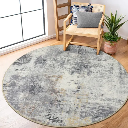Miniatura 69 de Lahome Alfombra redonda moderna abstracta de 3 pies, color azul, lavable, de 3 x 3 pies, para cocina, entrada, suave, pequeña, antideslizante