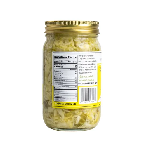 Miniatura 2 de Chucrut probiótico fermentado orgánico crudo, variedad "Clásica" [Vegano, Sin Gluten, Sin OGM, Probiótico] Tarro de vidrio de 16 oz por Wise Goat