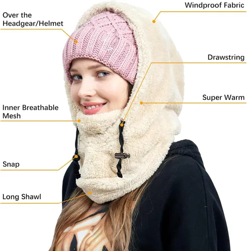 Miniatura 3 de Capucha de sherpa, pasamontañas, máscara de esquí, máscara de invierno resistente al viento, cubierta cálida para el frío
