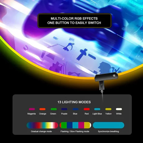 Miniatura 2 de Tapete para silla de juegos RGB con luces para juegos (controlador Galaxy de 47 pulgadas), cancelación de ruido, tapete antideslizante para suelo