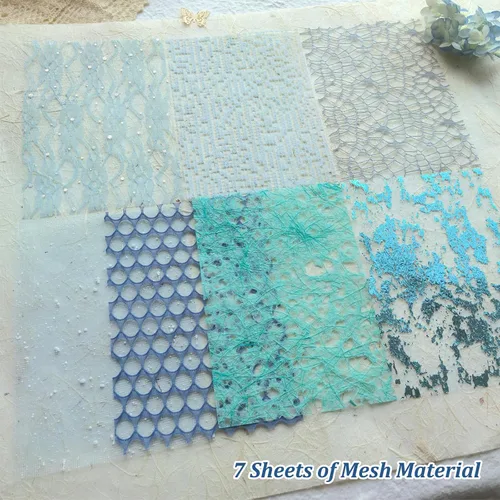 Miniatura 4 de Juego de 20 papeles de recortes con textura A5 y tela de malla, papel artesanal hecho a mano para álbumes de recortes, suministros de diario basura
