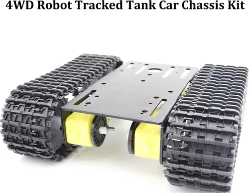 Miniatura 5 de Kit de chasis de tanque robótico inteligente de metal a control remoto con 4 motores DC TT para Arduino UNO R3/Raspberry Pie/STEAM, plataforma