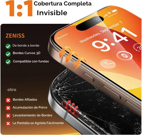 Miniatura 4 de NeverBreak Dureza 9H+ para iPhone 15 Pro Protector de Pantalla 12FT Protección de Grado Militar (Resistencia a Arañazos, Rompimiento, Caídas) 15 Pro