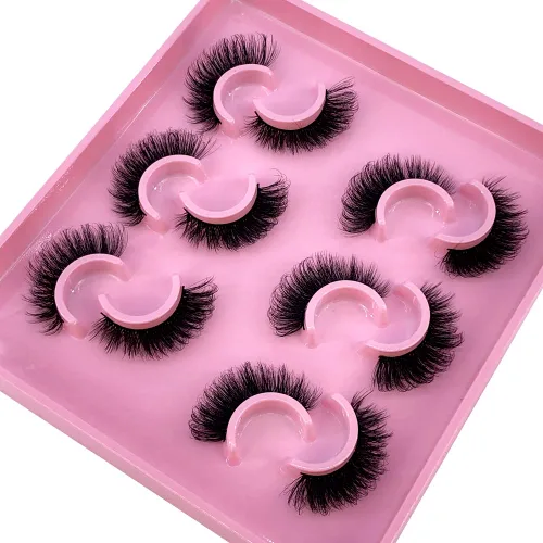 Paquete de 6 pares de pestañas postizas esponjosas naturales de imitación de visón en tiras 3D (MSD-4)