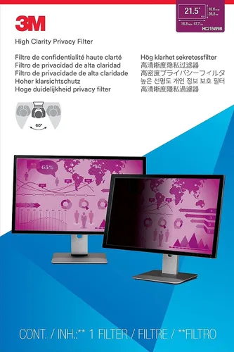 Miniatura 3 de 3M Filtro de privacidad de alta claridad para monitor de pantalla ancha de 21,5 pulgadas (HC215W9B)