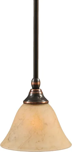 Miniatura 29 de Toltec Lighting Tallo Colgado Mini colgante, acabado de cobre negro, 3.5" cuadrado humo burbuja vidrio