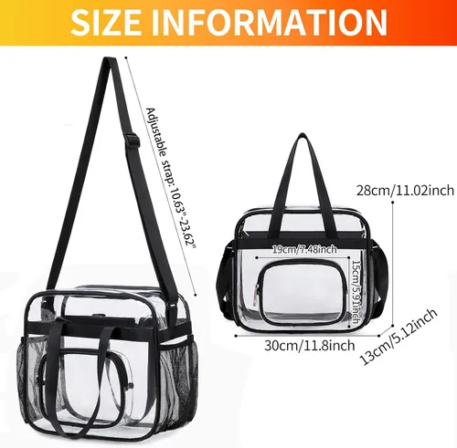 Miniatura 11 de Bolsas transparentes aprobadas para estadios, bolsa transparente + correa para el hombro, bolsa transparente grande