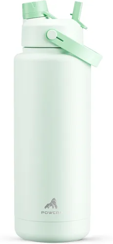 Miniatura 28 de POWCAN - Botella de agua térmica 2 en 1, sorbete y tapa con boquilla, antifugas, acero inoxidable sin BPA, apta portavasos automóvil, bebida fría 24