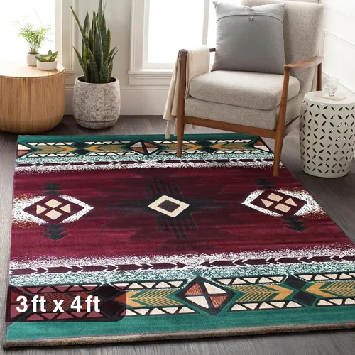 Miniatura 78 de YHSF South West - alfombra estilo nativo americano del suroeste C318 - fácil de limpiar, gruesa, suave, duradera, alfombra inspirada en tribus