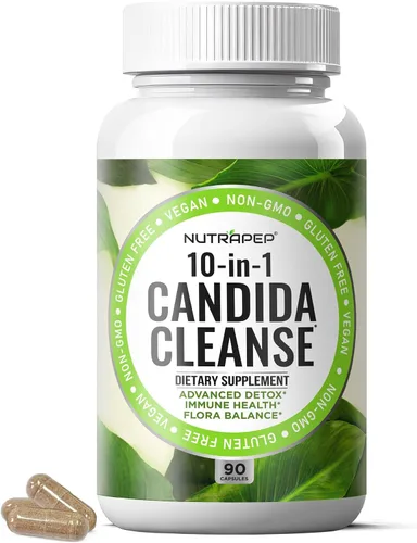 NutraPep Candida Cleanse - Suplemento de desintoxicación – Apoyo natural para el crecimiento excesivo de levadura para mujeres y hombres con