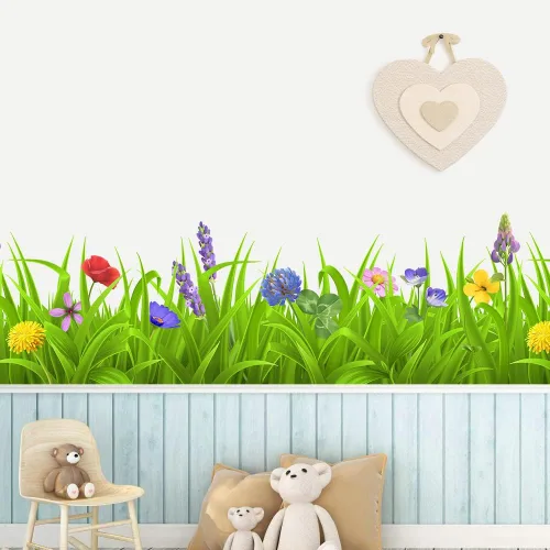 Miniatura 8 de Pegatinas de pared de plantas verdes frescas, calcomanías de zócalo, hojas verdes, flores coloridas, calcomanías de pared DIY Murales extraíbles