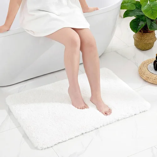 Miniatura 30 de Disolla Alfombras pequeñas para baño 17x24 antideslizante, alfombra de baño blanca esponjosa para el suelo del baño, lavable a máquina, alfombra