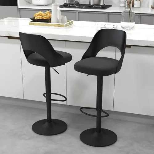 civama Juego de 2 taburetes de bar para encimera de cocina, altura del asiento ajustable de 25 a 33 pulgadas, sillas de isla giratorias tapizadas