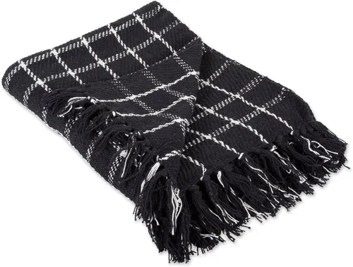 DII Manta tejida a cuadros de transición, 50 x 60 pulgadas, negro