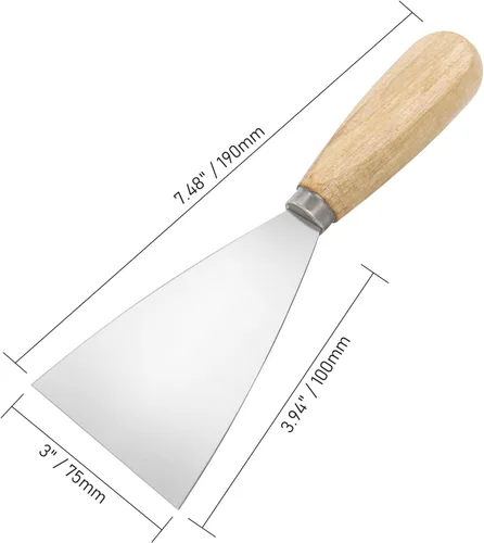 Miniatura 2 de Cuchillo de masilla, 2 raspadores de metal de 3 pulgadas, cuchillos de mango de madera para paneles de yeso, calcomanías, papel de pared, parches