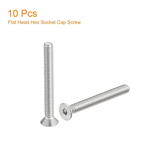 Miniatura 3 de Uxcell tornillos de cabeza avellanada plana #8-32x1-1/2, 10 unidades de tornillos de cabeza plana con rosca completa de acero inoxidable 304