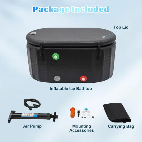Miniatura 7 de Bañera de inmersión fría inflable, compatible con enfriador de agua, portátil de gran capacidad de 275 litros, bañera de inmersión fría con tapa