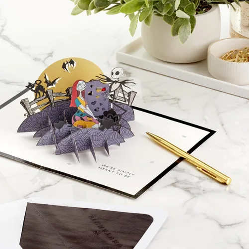 Miniatura 4 de Hallmark Tarjeta desplegable de Nightmare Before Christmas (Jack & Sally) Tarjeta 3D de papel de la firma para aniversario, amor, cumpleaños