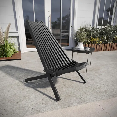 Miniatura 2 de Flash Furniture Delia Commercial - Silla plegable de madera para interiores y exteriores, salón de perfil bajo para patio, porche o jardín, versátil